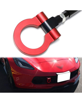 Xotic Tech Sport Track Racing Style CNC Aluminum Screw-on Tow Hook Front Bumper Compatible with Mazda 3 6 CX-5 MX-5 or Cadillac XLR or Chevrolet Corvette (Red)