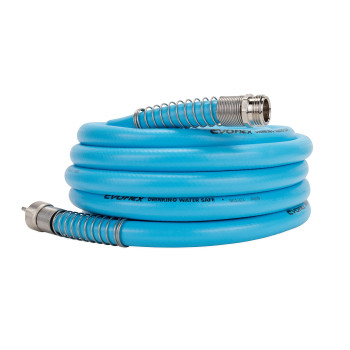 camco EvoFlex 25-Foot Super Flexible Drinking Water Hose 58-inch ID Designed for Recreational Use Blue (22594)