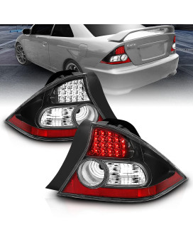 AmeriLite 2 Door L.E.D Taillights Black For Honda Civic - Passenger and Driver Side