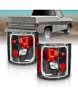 AmeriLite Replacement Brake Tail Lights Housing Set, Incandescent, For Chevy/GMC Full Size Pickup Truck - Passenger and Driver Side, Vehicle Light Assembly, Black