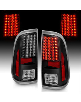 AmeriLite for 08-16 Ford F250 F350 F450 Super Duty Pickup Truck Black LED Replacement Brake Lamps Taillights Set - Passenger and Driver Side