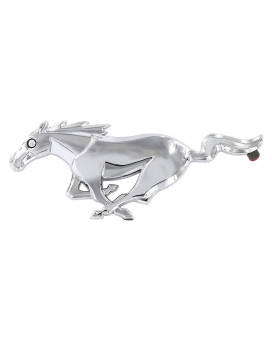 Official Ford Product. Mustang Pony Logo Emblem. Industrial Strength 3M Adhesive Backing. 3 1/4 Long. (Chrome with Eye)