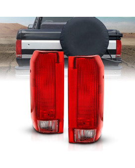 AmeriLite Red Replacement Tail Light Assembly Set for Ford Bronco / F150 F250 F350 Styleside Pickup - Driver and Passenger Side