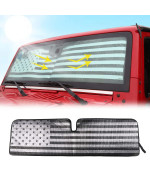 Windshield Flag Sunshade Sun Shade Heat Shield Sun Visor Mat Compatible with Jeep Wrangler Rubicon Sahara TJ JK JKU 2 Door & 4 Door