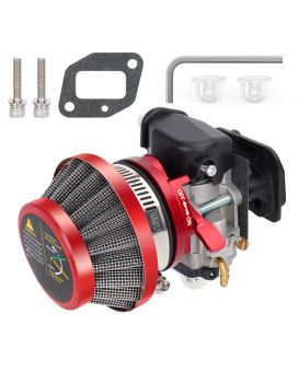 15mm Carburetor Upgrade Kit Air Filter Set Compatible with 2 Stroke 43cc 47cc 49cc Standup Gas Scooter ATV Quad Pocket Bike XG-550 BladeZ Moby X Red