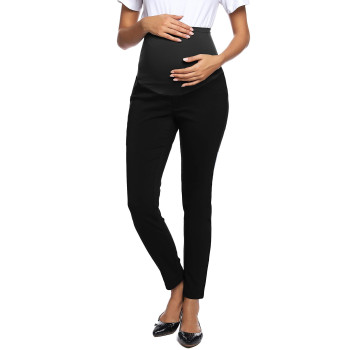 Maternity Stretch High Waisted Pants for Work career Office Pants Black XL