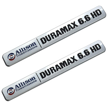 Aimoll Allison Transmission Duramax 6.6 HD Hood Emblem Pair Set for GM Silverado 2500HD (Chrome/Black)