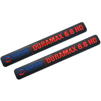 Aimoll Allison Transmission Duramax 6.6 HD Hood Emblem Pair Set for GM Silverado 2500HD (Black/Red)