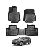 Powerty Compatible with Toyota RAV4 Floor Mats 2 Row Liner Set All Models TPE 3D Floor Liners All-Weather Custom for Toyota Rav4 2023 2022 2021 2020 2019 Accessories