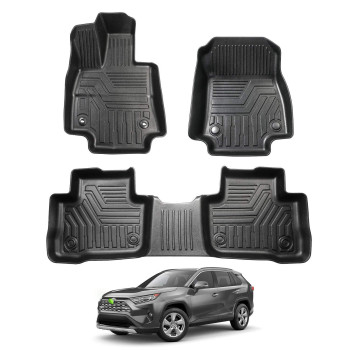 Powerty Compatible with Toyota RAV4 Floor Mats 2 Row Liner Set All Models TPE 3D Floor Liners All-Weather Custom for Toyota Rav4 2023 2022 2021 2020 2019 Accessories