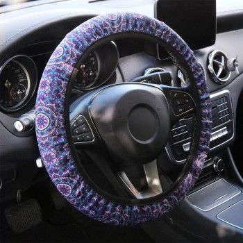 YR Universal Steering Wheel Covers, Cute Car Steering Wheel Cover for Women and Girls, Car Accessories for Women, Purple Lotus