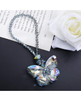 H&D HYALINE & DORA Crystal Glass Butterfly Car Key Charm Mirror Hanging Ornaments Gift (Butterfly-1)