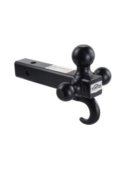 TOPTOW 64181 Trailer Receiver Hitch Tri Ball Mount with Hook Black Balls Fits for 2 inch Receiver