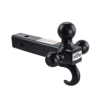 TOPTOW 64181 Trailer Receiver Hitch Tri Ball Mount with Hook Black Balls Fits for 2 inch Receiver