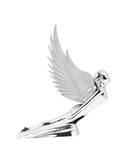 GG Grand General 48056 Clear 8 X 8 inches Chrome Flying Goddess Hood Ornament with Windriders