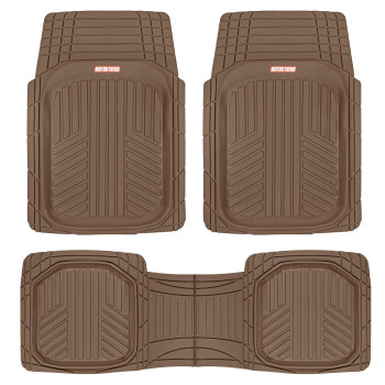 Motor Trend DeepDish Floor Mats for Cars Full Set, All-Weather Rubber Automotive Floor Mats, Performance Plus Heavy Duty Car Mats, Flexible Floor Liners for Car Truck Van SUV (Brown)