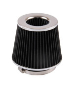 RYANSTAR Universal Clamp-On Air Filter Three Different Size 76MM 89MM 102MM High Flow Round Tapered Cone Closed-Top Cool Air Filter Cleaner Fit Compatible with car and Motorcycle Black