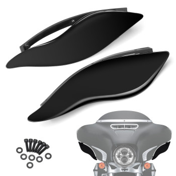 PBYMT Side Wings Air Deflectors, Fairing Side Wing Windshield, Black Adjustable Wind Deflectors Compatible for 2014-2024 Harley Electra Glide Street Glide Tri Glide Ultra Limited Fairing Side Shield