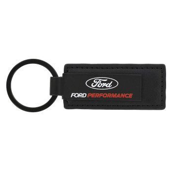 Ford Performace Wordmark with Logo UV printed black leather keychain