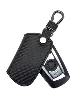 AeroBon Red-Stitch Leather Keychain Key Fob Cover Kit Compatible with BMW Key Fob (F Type)