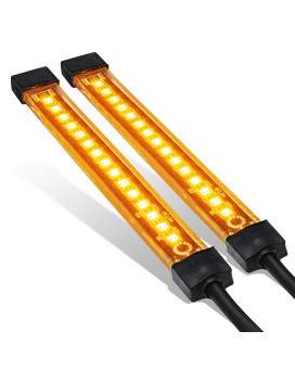 True Mods 2pc 5 Amber LED Motorcycle Running & Turn Signal Tail Light Strip Kit [IP68 Waterproof] [Single Row] [50% Running Light] [100% Turn Signals] for Motorcycle Snowmobile