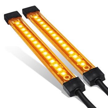 True Mods 2pc 5 Amber LED Motorcycle Running & Turn Signal Tail Light Strip Kit [IP68 Waterproof] [Single Row] [50% Running Light] [100% Turn Signals] for Motorcycle Snowmobile