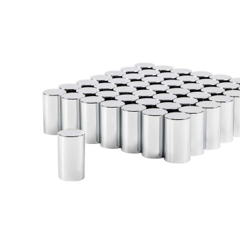 United Pacific 10568Cb - Wheel Lug Nut Cover Set - 33Mm X 3-1/2 Chrome Plastic Cylinder Nut Cover - Push-On (60 Pack)