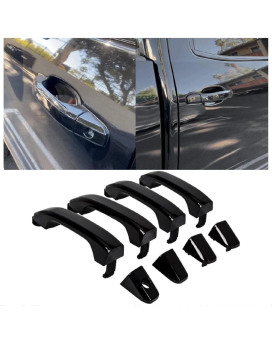 ECOTRIC 4Pcs Exterior Door Handles Replacement Compatible with 2014-2021 Chevy Silverado GMC Sierra Replacement for 22923605 23236150 22929464 22923599 84713668 22929412 Black