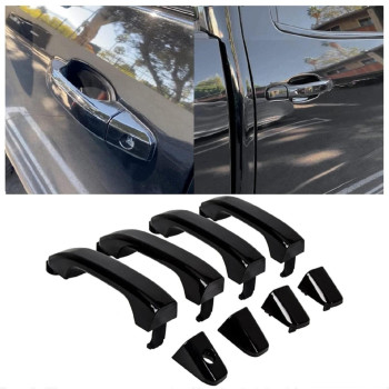 ECOTRIC 4Pcs Exterior Door Handles Replacement Compatible with 2014-2021 Chevy Silverado GMC Sierra Replacement for 22923605 23236150 22929464 22923599 84713668 22929412 Black