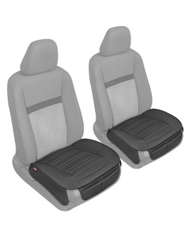 Motor Trend Seat Covers for Cars Trucks SUV, Faux Leather 2-Pack Black Padded with Storage Pockets, Premium Interior Car Seat Cover