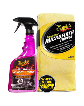 Meguiar's Hot Rims Wheel & Tire Cleaner Bundle with Supreme Shine Microfiber Towels - 3 Pack