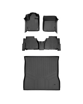 SMARTLINER Custom Fit Floor Mats and Cargo Liner Set Black Compatible with 2012-2022 Toyota Sequoia with 2nd Row Bench Seat