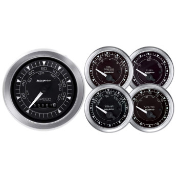 AUTO METER 8100 Gauge Kit, 5 Pc, 3 3/8 & 2 1/16, Elec. Speedometer, Chrono