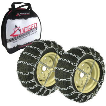 The ROP Shop | Pair of 2 Link Tire Chains & Tensioners?20x9x10?for Snow Blowers, Lawn & Garden Tractors, Mowers & Riders, UTV, ATV, 4-Wheelers, Utility Vehicles