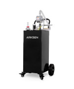 ARKSEN 30 Gallon Portable Gas Caddy Fuel Storage Tank Large Gasoline Diesel Can Hand Siphon Pump with Rolling Flat-Free Solid Rubber Wheels for Boat, ATV, Car, Motorcycle - Black