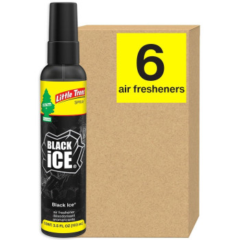 LITTLE TREES Car Air Freshener. SPRAY Provides a Long-Lasting Scent for Auto or Home. On-the-go Freshness. Black Ice, 6 Air Fresheners