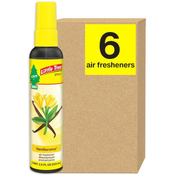 LITTLE TREES Car Air Freshener. SPRAY Provides a Long-Lasting Scent for Auto or Home. On-the-go Freshness. Vanillaroma, 6 Air Fresheners