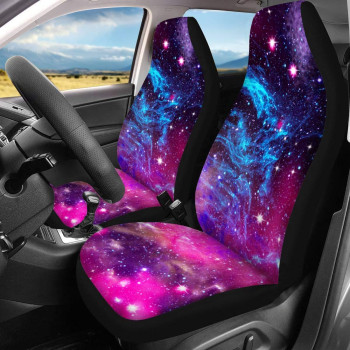 INSTANTARTS 2 Piece Galaxy Car Seat Covers Front Seats Only Bucket Vehicle Seat Protector Universal Purple Seat Covers for Cars, SUV, Sedan, Van, Trucks