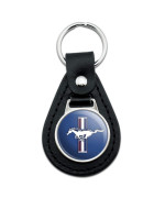 GRAPHICS & MORE Black Leather Ford Mustang Logo Keychain