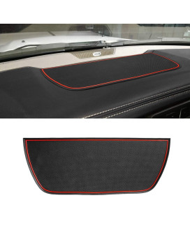 Auovo Dashboard Mat Cover for Ram 1500 2500 3500 Accessories Interior 2011-2018 Pickup Car Dash Pad Trim Rubber Soft Tray(1 PCS) (Red Trim)