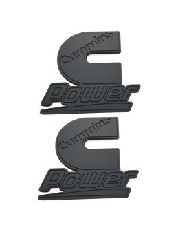 2Pcs Cummins Diesel Power Automotive Emblem Decals 3D Badge (Matte Black)