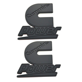 2Pcs Cummins Diesel Power Automotive Emblem Decals 3D Badge (Matte Black)