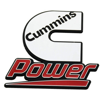 1Pcs Cummins emblem decal stickers power diesel badge (Chrome/Red)