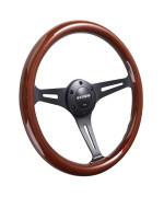 Universal 350mm 14 Inch Grant Classic Nostalgia Style Wood Grain Steering Wheel Black Spoek with Horn Button