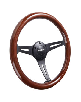 Universal 350mm 14 Inch Grant Classic Nostalgia Style Wood Grain Steering Wheel Black Spoek with Horn Button