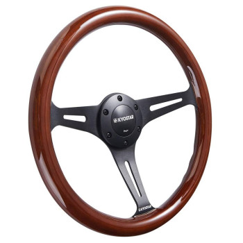 Universal 350mm 14 Inch Grant Classic Nostalgia Style Wood Grain Steering Wheel Black Spoek with Horn Button