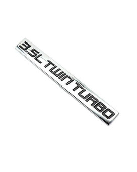 Chrome Finish Metal Emblem 3.5L Twin Turbo Badge (Red & Black Letter) (Black)