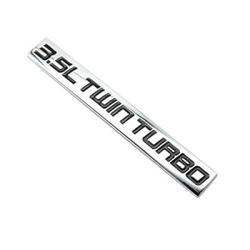 Chrome Finish Metal Emblem 3.5L Twin Turbo Badge (Red & Black Letter) (Black)