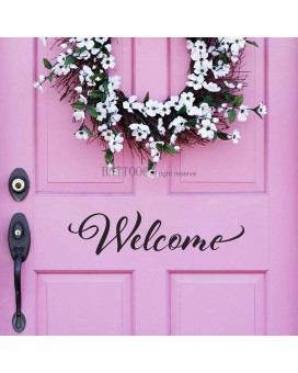 BATTOO Welcome Front Door Decal Handwriting Script Vinyl Decal Sticker Elegant Wall Art Door D?cor Welcome Sign(Black, 10wx2.5h)