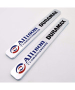 2x Allison Transmission Duramax Hood Emblem 3D Nameplate Badge Letter Replacement for Silverado ((Blue/Black/Chrome))